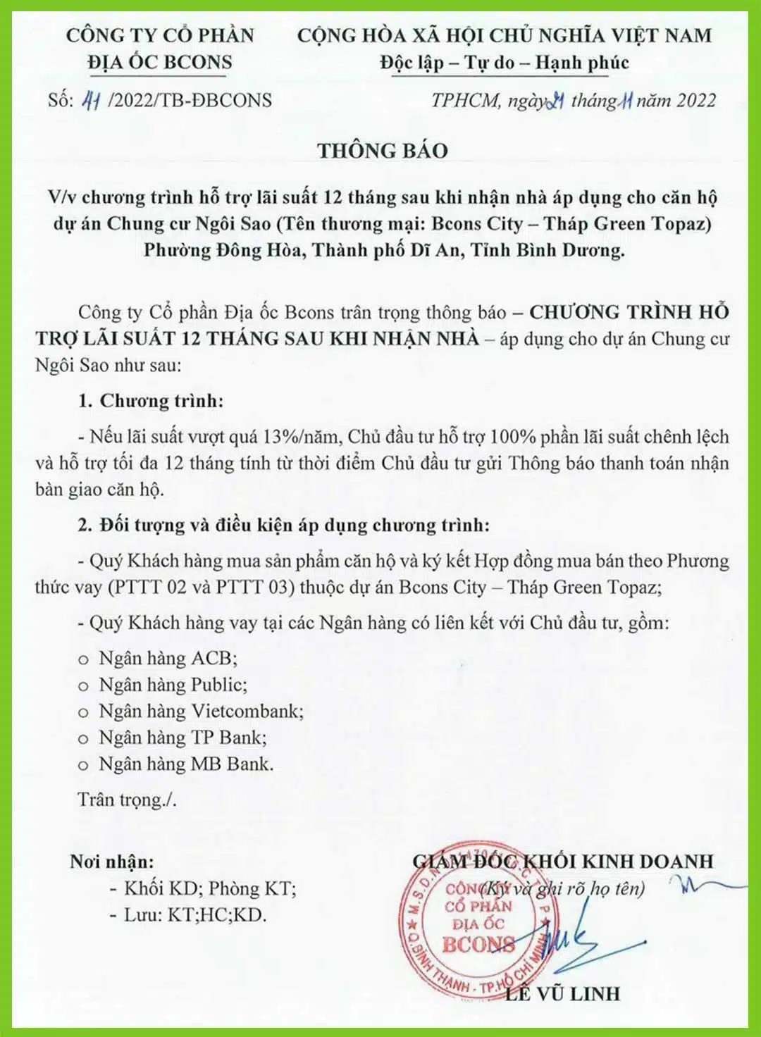 Chương trình cam kết lãi suất Bcons City tháp Green Topaz 4 cam kết lãi suất tối đa bcons city tháp green topaz