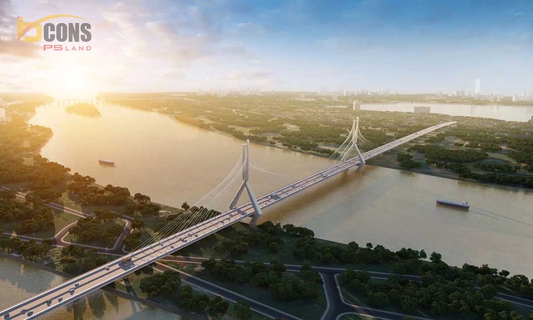 Hình phối cảnh cầu Tứ Liên