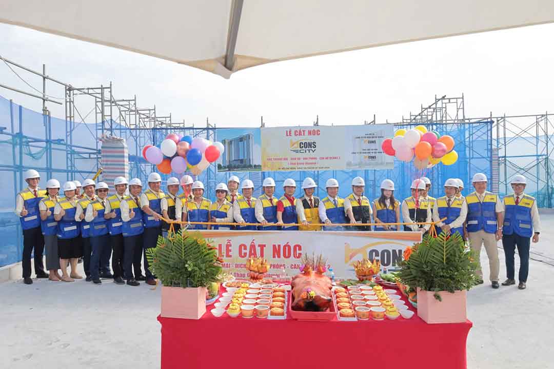 Tập Đoàn Bcons Khởi Công Bcons City 2 tháp Green Diamond 17 Hình ảnh cất nóc tháp Green Diamond