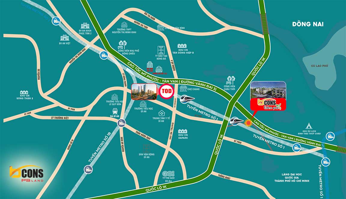 Hình ảnh vị trí Bcons Eden Park 36 bình thung đông hòa tphcm