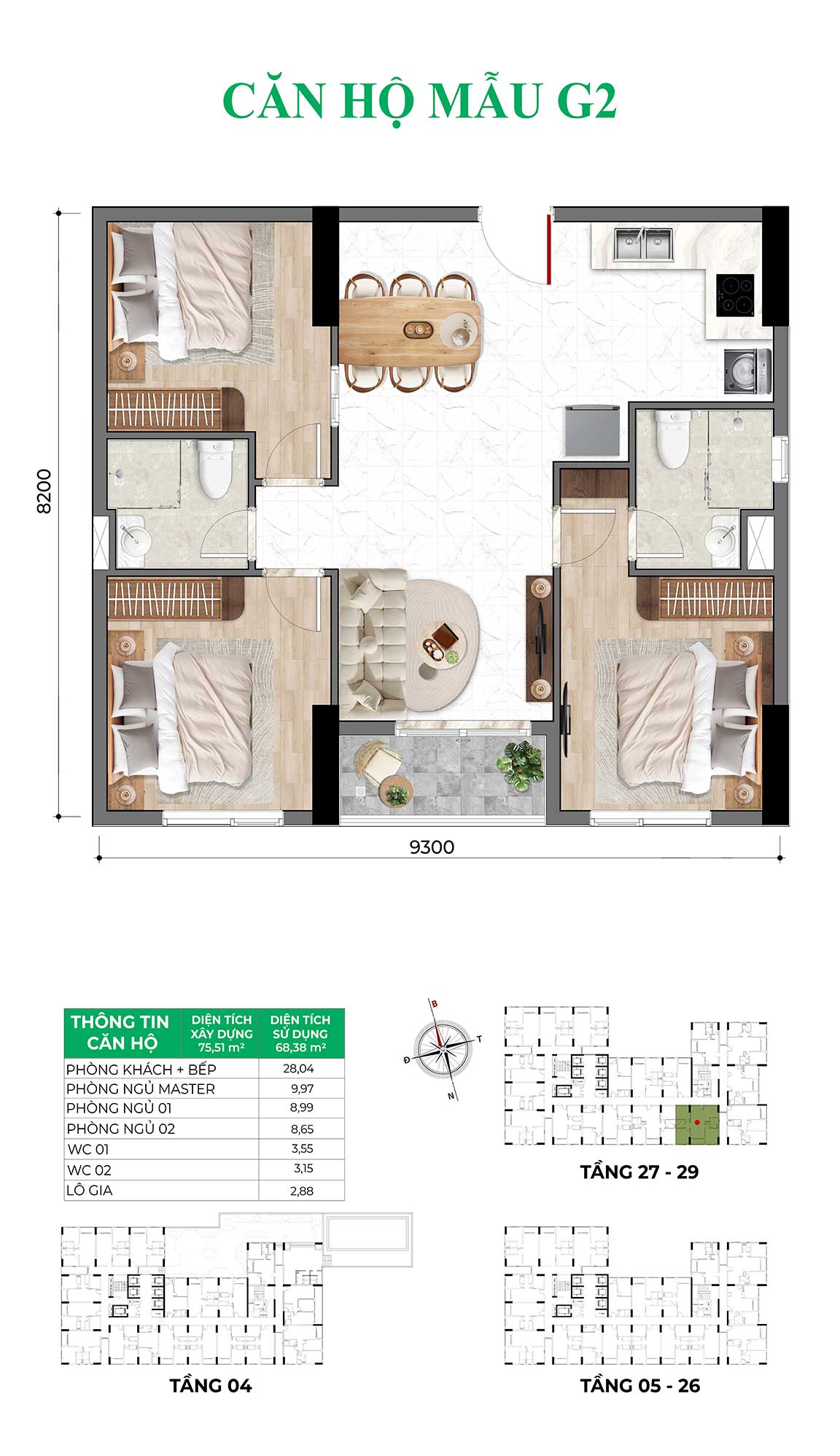Bcons Ahasi 75,51m2 Mau-G2-3PN2WC