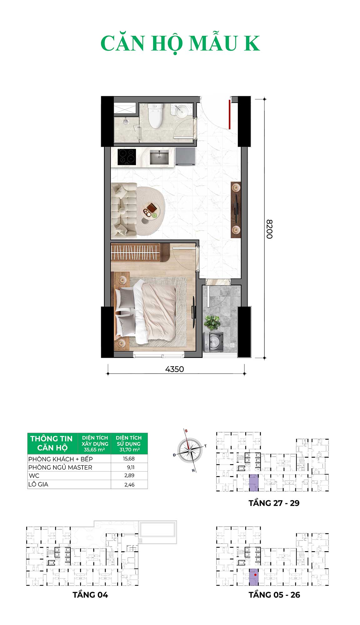 Bcons Asahi 35,65m2 Mau-K-1PN1WC