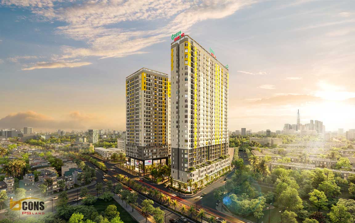 Phối cảnh tháp Green Diamond