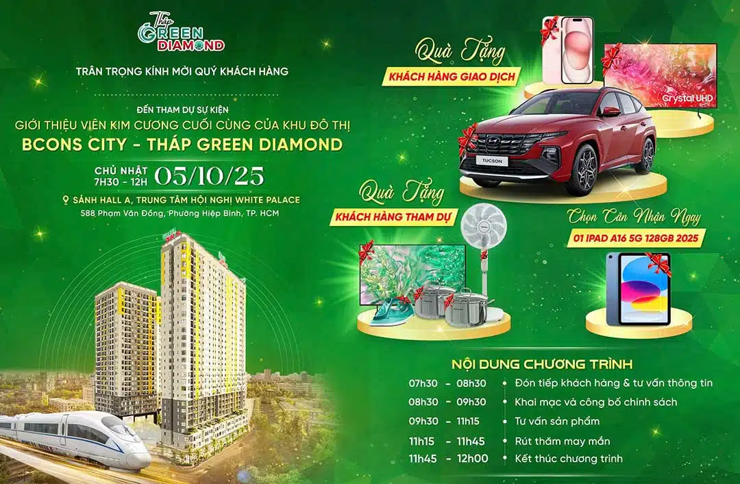 Lễ Giới Thiệu Bcons City 2 Tháp Green Diamond 05/10/2025 8 Nội dung chương trình lễ giới thiệu Bcons City 2