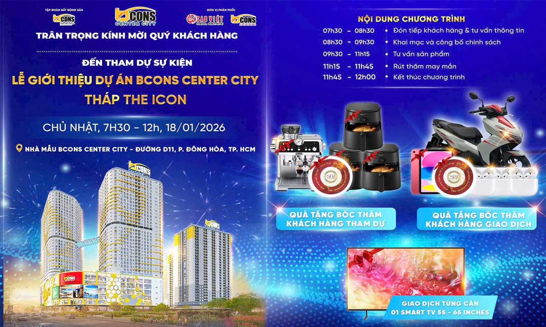 Lễ giới thiệu tháp The Icon Bcons Center City 18/01/2026 7 Thư mời lễ giới thiệu tháp The Icon Bcons Center City